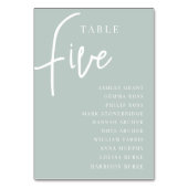 Numéro De Table Table à script manuel CINQ + Noms d'invités (Dos)