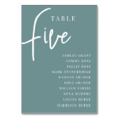 Numéro De Table Table à script manuel CINQ + Noms d'invités (Dos)