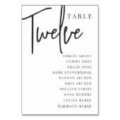 Numéro De Table Table à script manuel DOUZE + Noms des invités (Dos)