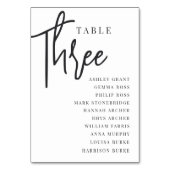 Numéro De Table Table à script manuel TROIS + Noms de l'invité (Dos)