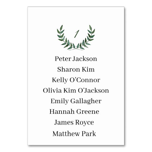 Numéro De Table Table Card (Par défaut)