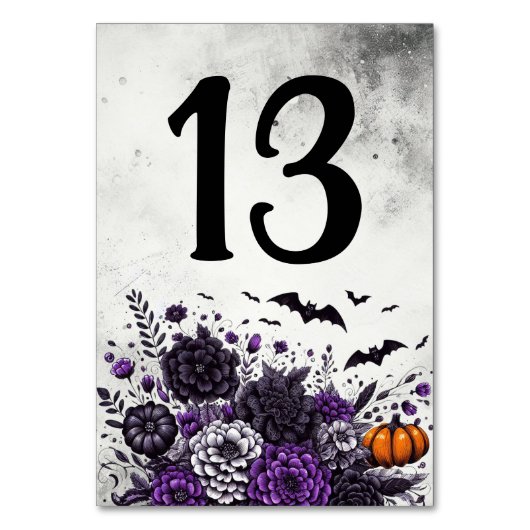 Numéro De Table Table Chauves-souris et Fleurs Numéro 13 (Par défaut)