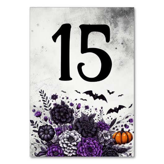 Numéro De Table Table Chauves-souris et Fleurs Numéro 15 (Par défaut)