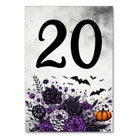 Numéro De Table Table Chauves-souris et Fleurs Numéro 20 (Par défaut)