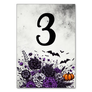 Numéro De Table Table Chauves-souris et Fleurs Numéro 3
