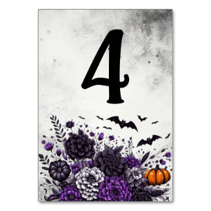 Numéro De Table Table Chauves-souris et Fleurs Numéro 4