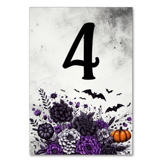 Numéro De Table Table Chauves-souris et Fleurs Numéro 4 (Par défaut)