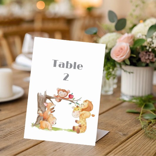 Numéro De Table Table de Baby shower des animaux de bois