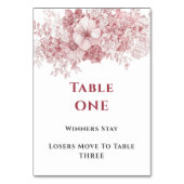 Numéro De Table Table de Bunco Floral Élégant Un (Dos)