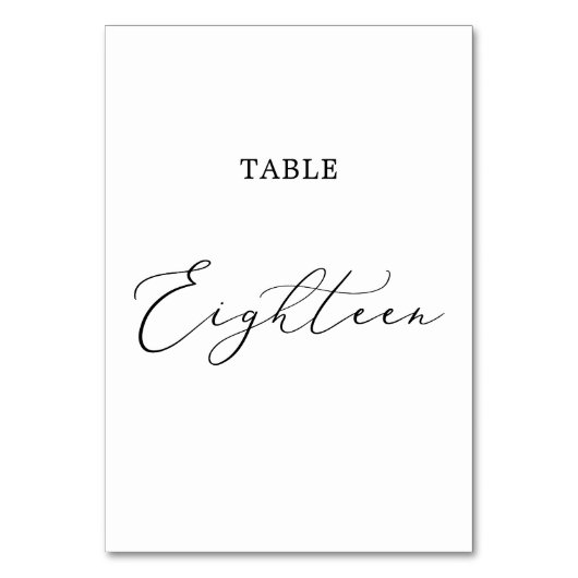 Numéro De Table Table de calligraphie noire délicate Dix-huit (Par défaut)