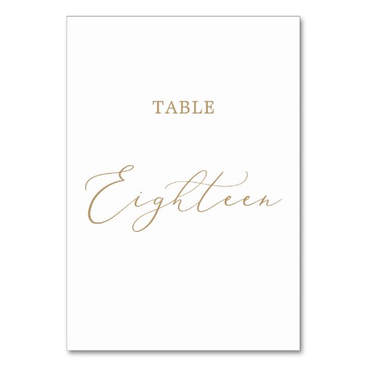 Numéro De Table Table de calligraphie Or Delicate Dix-huit (Dos)