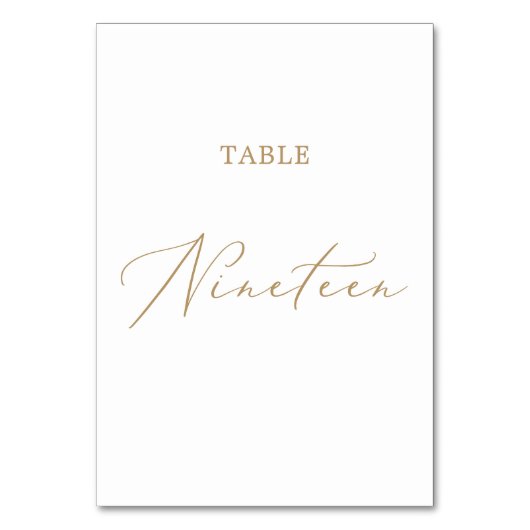 Numéro De Table Table de calligraphie Or Delicate Dix-neuf (Dos)