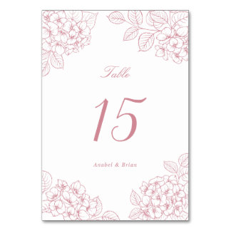 Numéro De Table Table de mariage aux hydrangeas rose poudré élégan