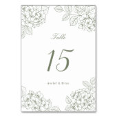 Numéro De Table Table de mariage aux hydrangeas verts élégants (Dos)