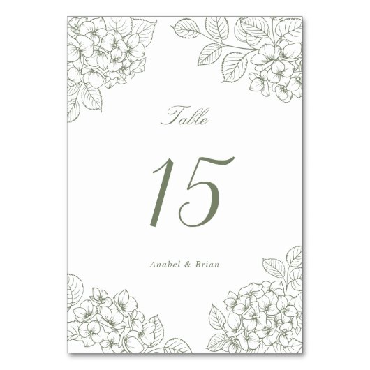 Numéro De Table Table de mariage aux hydrangeas verts élégants (Par défaut)