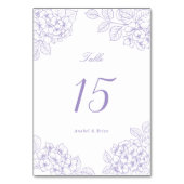 Numéro De Table Table de mariage élégant aux hortensias violets (Dos)