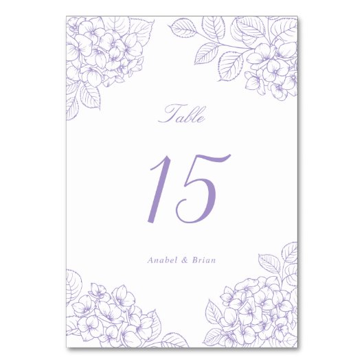 Numéro De Table Table de mariage élégant aux hortensias violets (Par défaut)