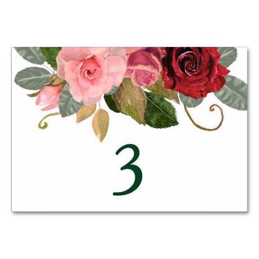 Numéro De Table Table de Mariage frontalier rouge et rose (Devant)