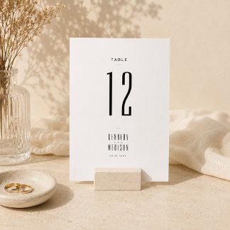 Numéro De Table Table de mariage minimaliste moderne noir et blanc