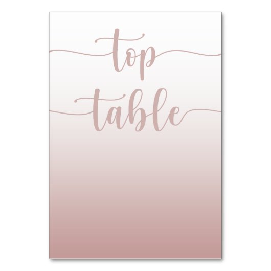 Numéro De Table Table de mariage moderne en dégradé or rose (Par défaut)