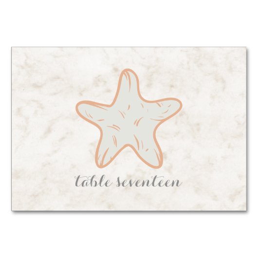 Numéro De Table Table de Mariage Orange Rustique Starfish (Devant)