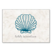 Numéro De Table Table de Mariage Royal Blue Rustic Seashell (Dos)