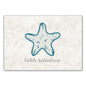 Numéro De Table Table de Mariage Royal Blue Rustic Starfish (Dos)