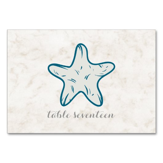 Numéro De Table Table de Mariage Royal Blue Rustic Starfish (Devant)