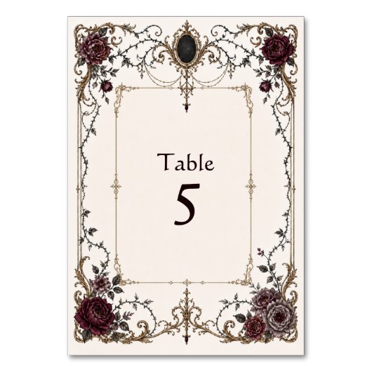 Numéro De Table Table de mariage sur le thème victorien sombre (Par défaut)