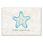Numéro De Table Table de Mariage Turquoise Rustique Starfish (Dos)