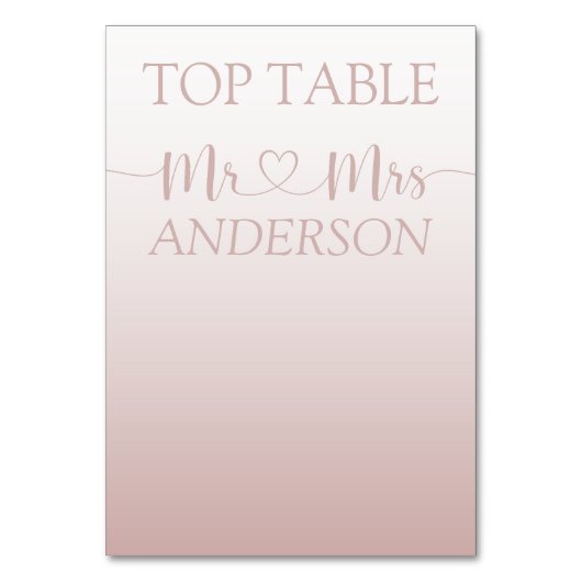 Numéro De Table Table de Table Mariage Moderne en Or Rose Dégradé (Par défaut)