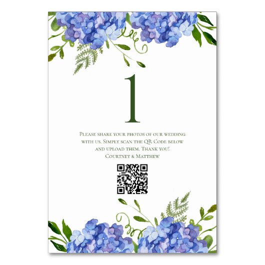 Numéro De Table Table des Hydrangeas Bleus de Mariage (Par défaut)