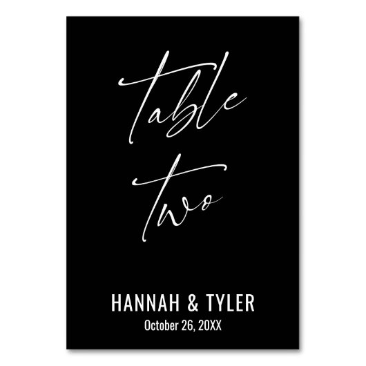 Numéro De Table Table Deux Élégant Noir Contemporain (Par défaut)