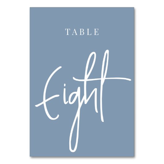 Numéro De Table Table Ecriture Dupée Bleue À Main HUIT (Dos)