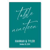Numéro De Table Table Élégant Contemporain Turquoise Dix-Neuf (Dos)