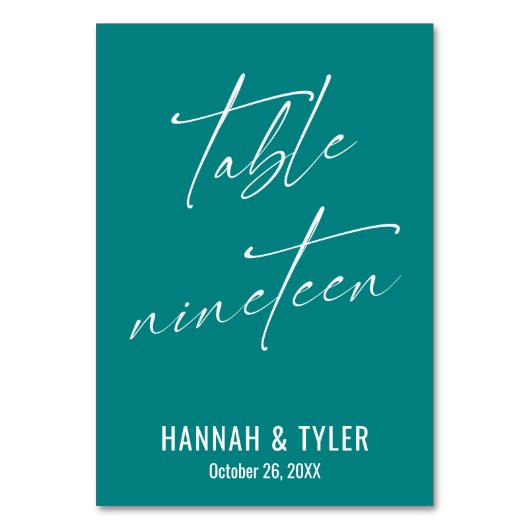 Numéro De Table Table Élégant Contemporain Turquoise Dix-Neuf (Par défaut)