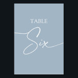 Numéro De Table Table élégante minimaliste bleu poussiéreux six<br><div class="desc">Elégant tableau minimaliste bleu Dusty six Tableau Numéro Articles correspondants disponibles.</div>