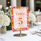 Numéro De Table Table Fleurie Rose Orange Clair 5 Mariage