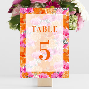 Numéro De Table Table Fleurie Rose Orange Clair 5 Mariage