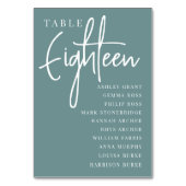 Numéro De Table Table manuscrite HUIT + Noms des invités (Dos)