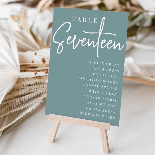 Numéro De Table Table manuscrite SEPT-DIX-SEPT + Noms des invités