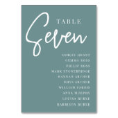 Numéro De Table Table manuscrite SEPT + Noms des invités (Dos)