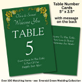 Numéro De Table Table Number - with Welcome Message Emerald Green