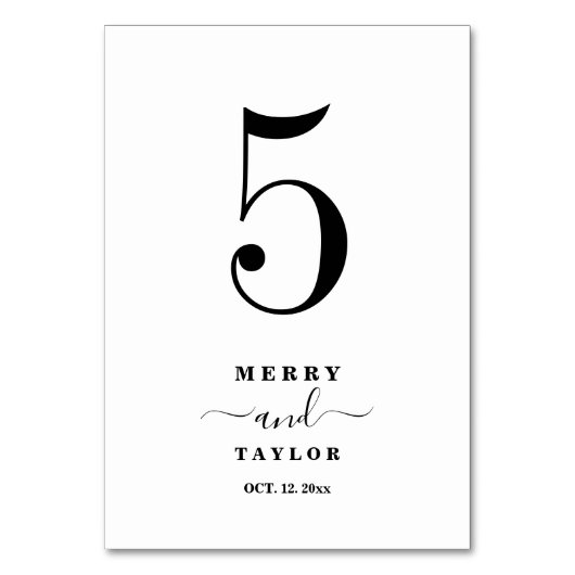 Numéro De Table Table simple Mariage en cuivre noir & blanc classi (Par défaut)