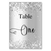 Numéro De Table Table un en calligraphie pailletée blanc argenté (Dos)