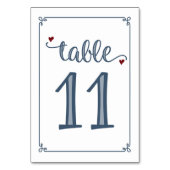 Numéro De Table "Tableau 11" Bleu foncé et rouge foncé (Dos)