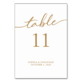 Numéro De Table Tableau 11 Calligraphie Or Mariage personnalisé (Dos)