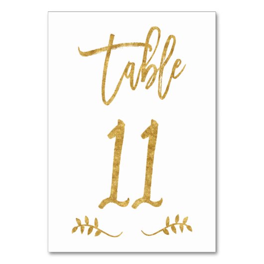 Numéro De Table Tableau 11 | Élégante écriture manuscrite or bross (Dos)
