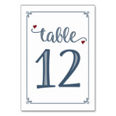 Numéro De Table "Tableau 12" Bleu foncé et rouge foncé (Dos)