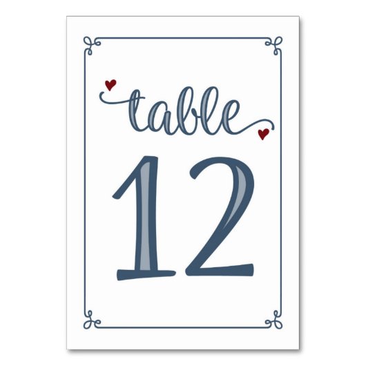 Numéro De Table "Tableau 12" Bleu foncé et rouge foncé (Par défaut)